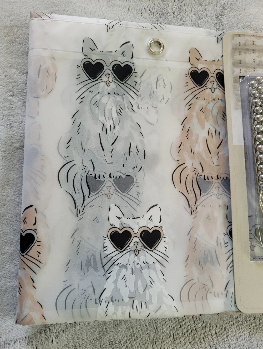 Cat Kitten Kitty 13 Piece PEVA Standard 72 X 72 Shower Curtain Set & Hooks Meow